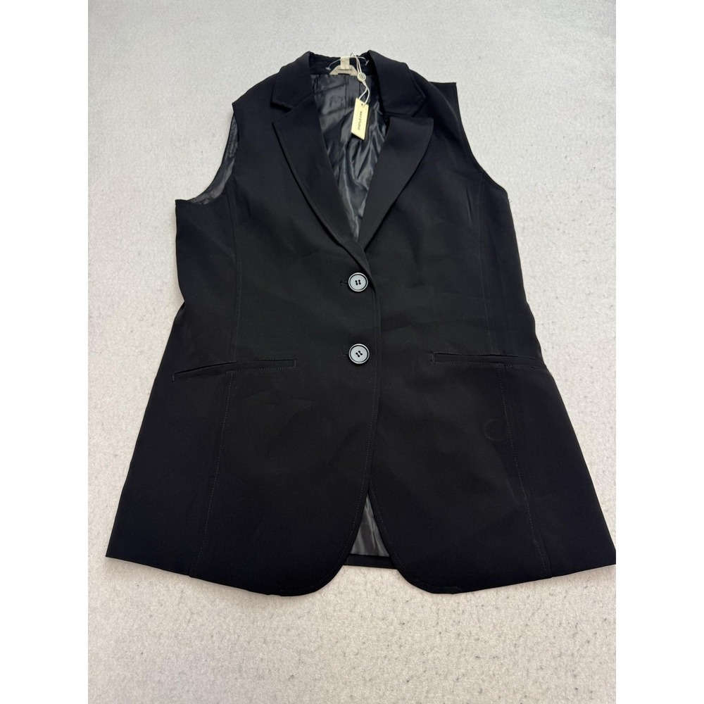 Max Studio Suit Vest Womens Medium Black Sleeveless Two Button Lined